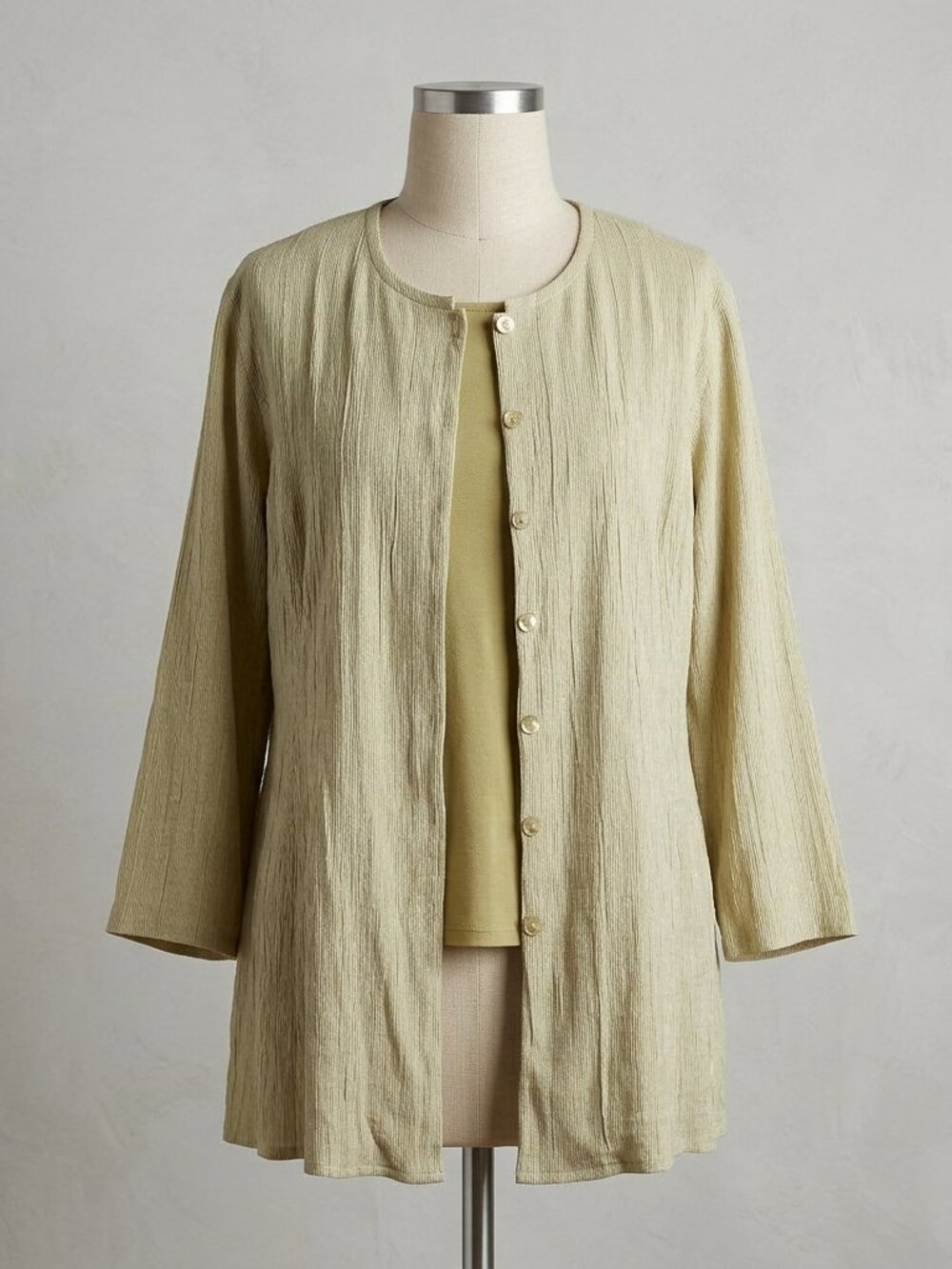 Eileen Fisher 2Pc Set Sage Green Organic Cotton Tunic Shirt & Tank Top Plus 1X